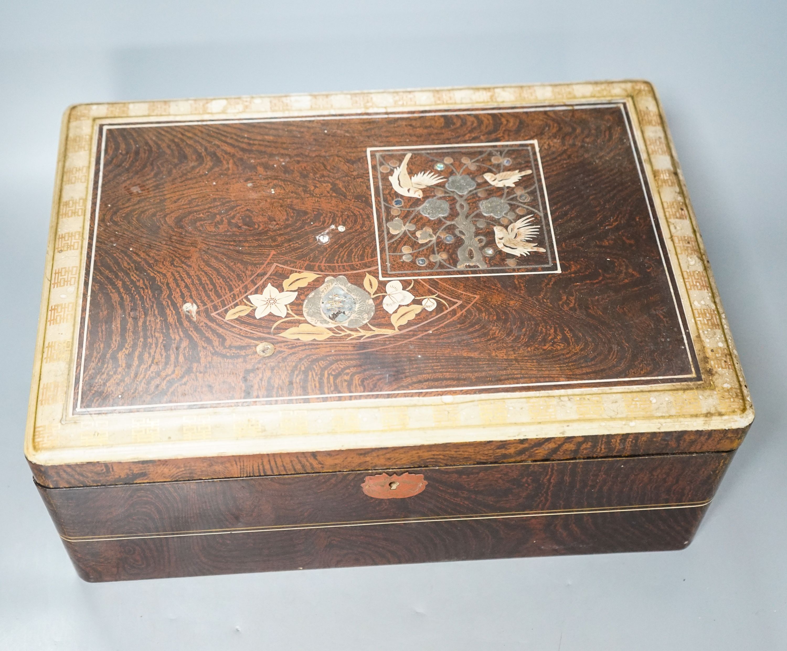 A Japanese lacquered rectangular box and two other boxes